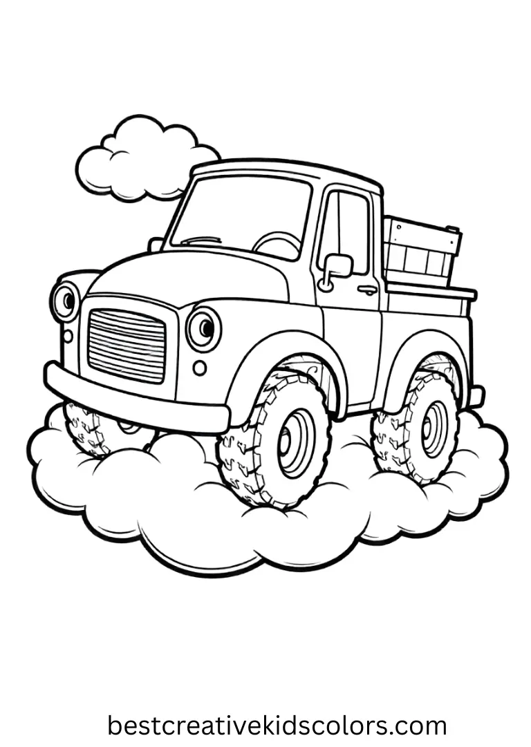 Smiling Monster Truck Sky Ride Printable Pages