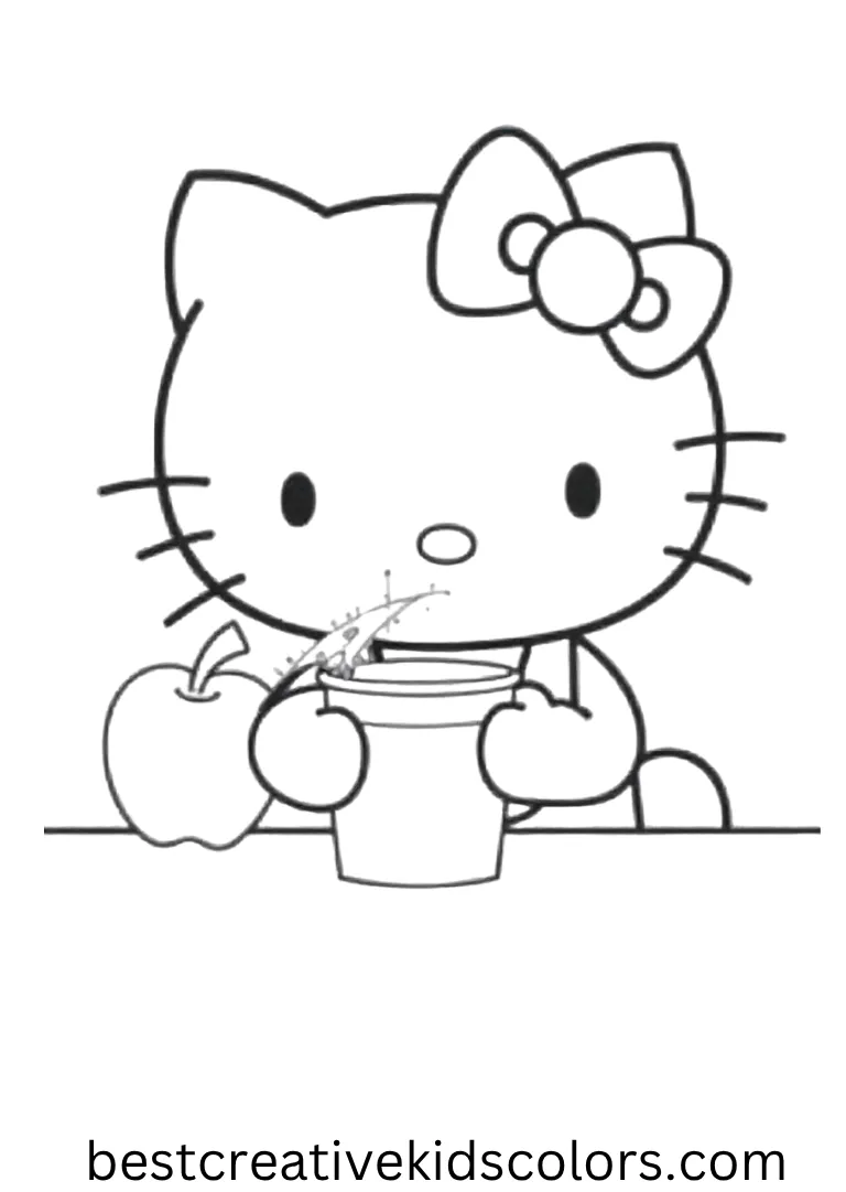 Snack Time Hello Kitty Coloring Sheet