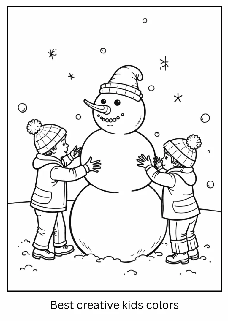 Snowman Building Fun Sketch Snowman Building Fun Sketch