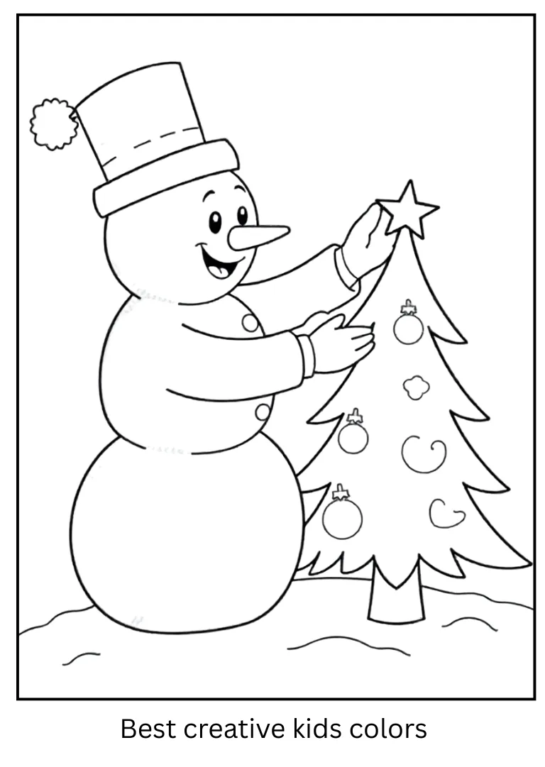 Snowman Decorating Tree Picture Snowman Decorating Tree Picture
