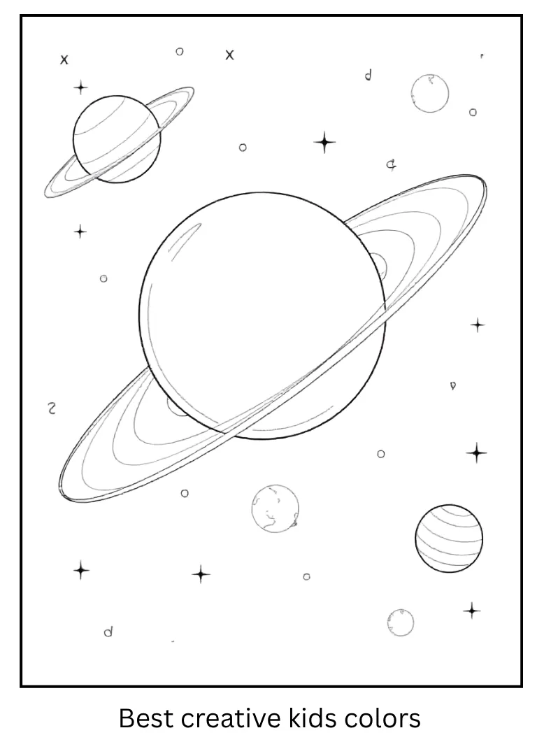 Solar System Coloring Page with Bold Outlines