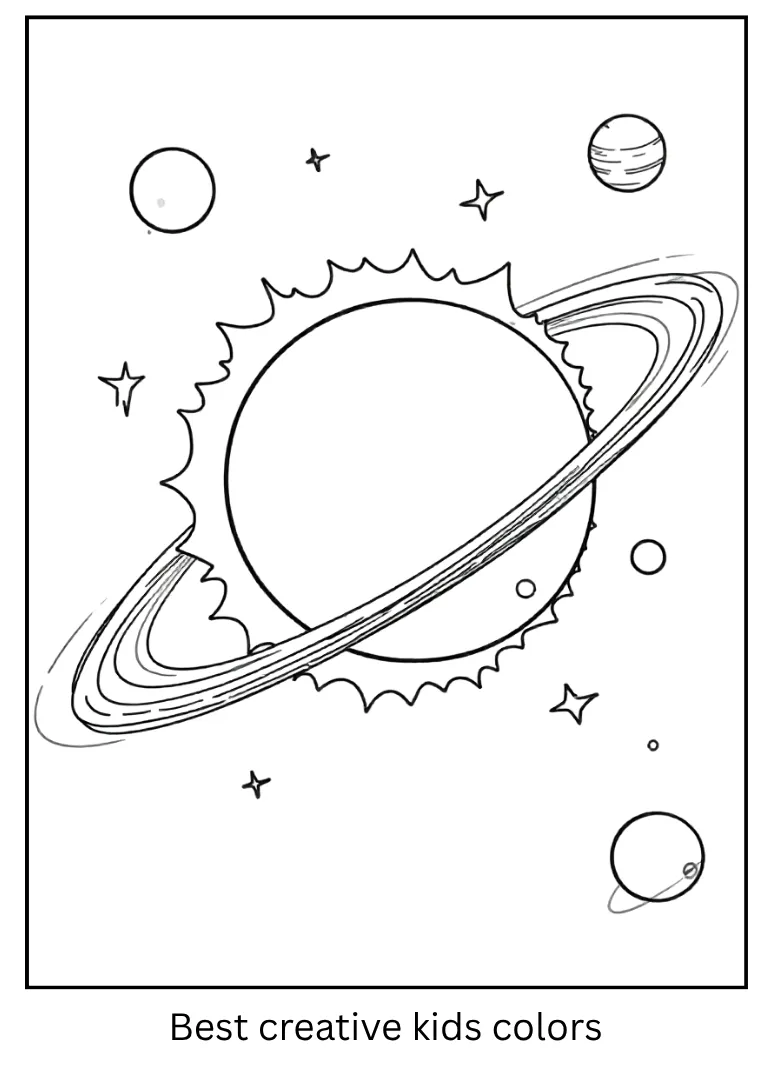 Solar System Coloring Page with Sun in the Center