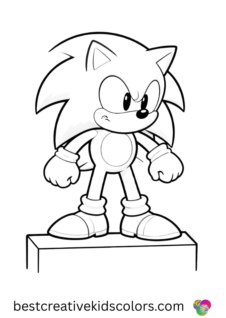 Sonic 3 coloring pages PDF has Sonic arranging pebbles while balancing on a wooden beam.