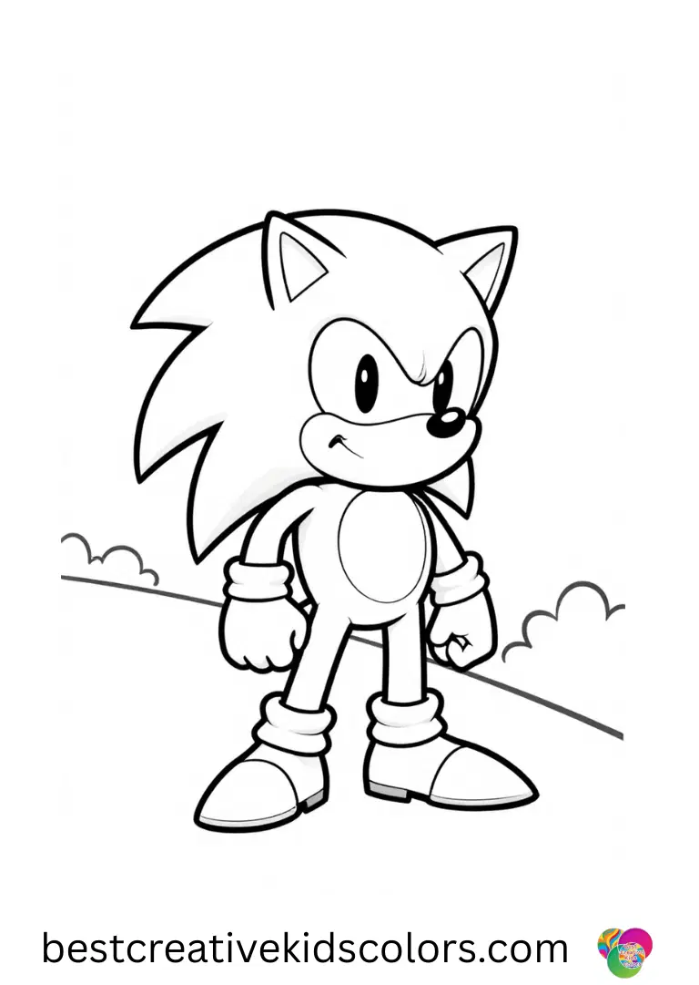 Sonic 3 coloring pages has Sonic painting colorful shapes along a sunny path.