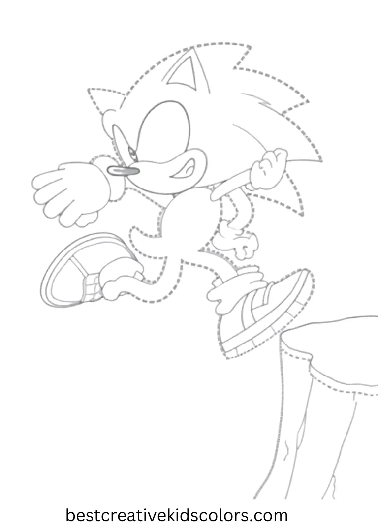 Sonic Action Coloring Page – Cliff Jump