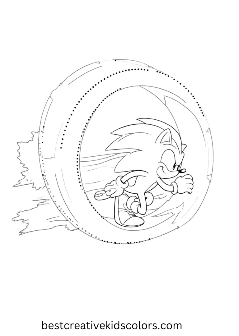 Sonic dashes through a giant loop, leaving glowing trails of speed behind.