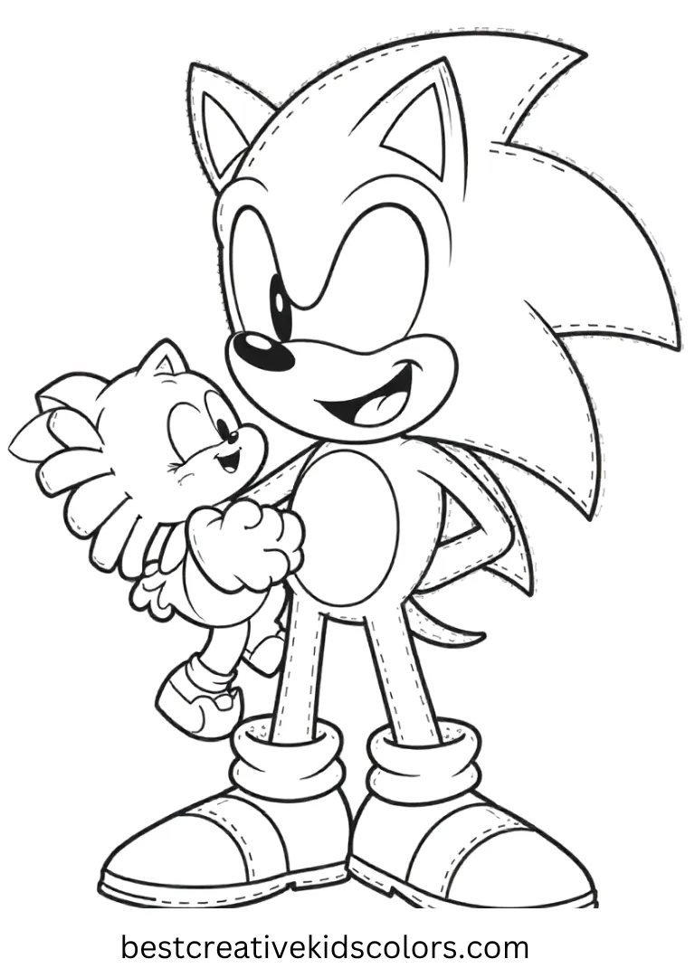 Sonic laughs out loud, spreading joy with his baby and fun through every color.