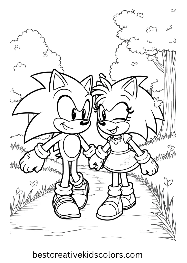 Sonic and Amy Coloring Page – Heartfelt Journey