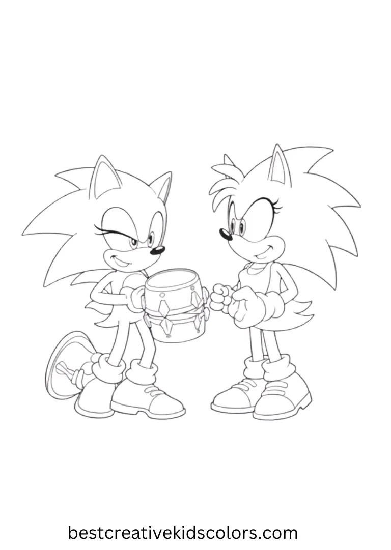 Sonic and Amy Coloring Picture – Music Time