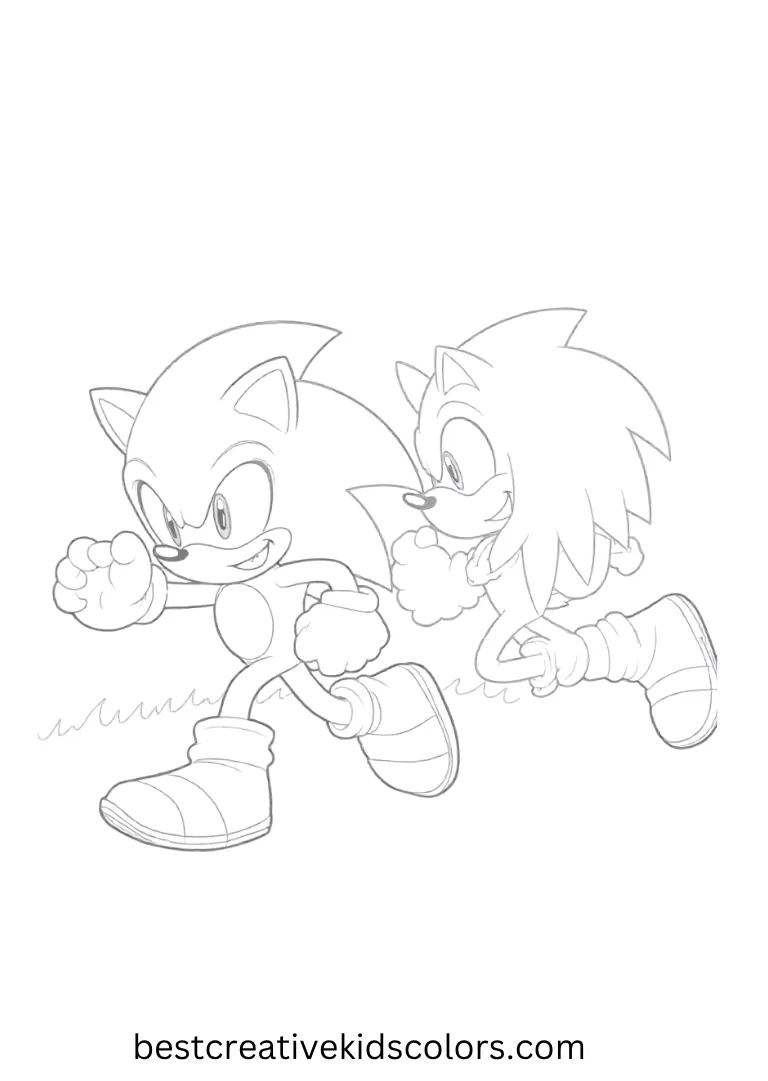 Sonic and Knuckles run beside lava rocks, showing brave hearts and strong moves.