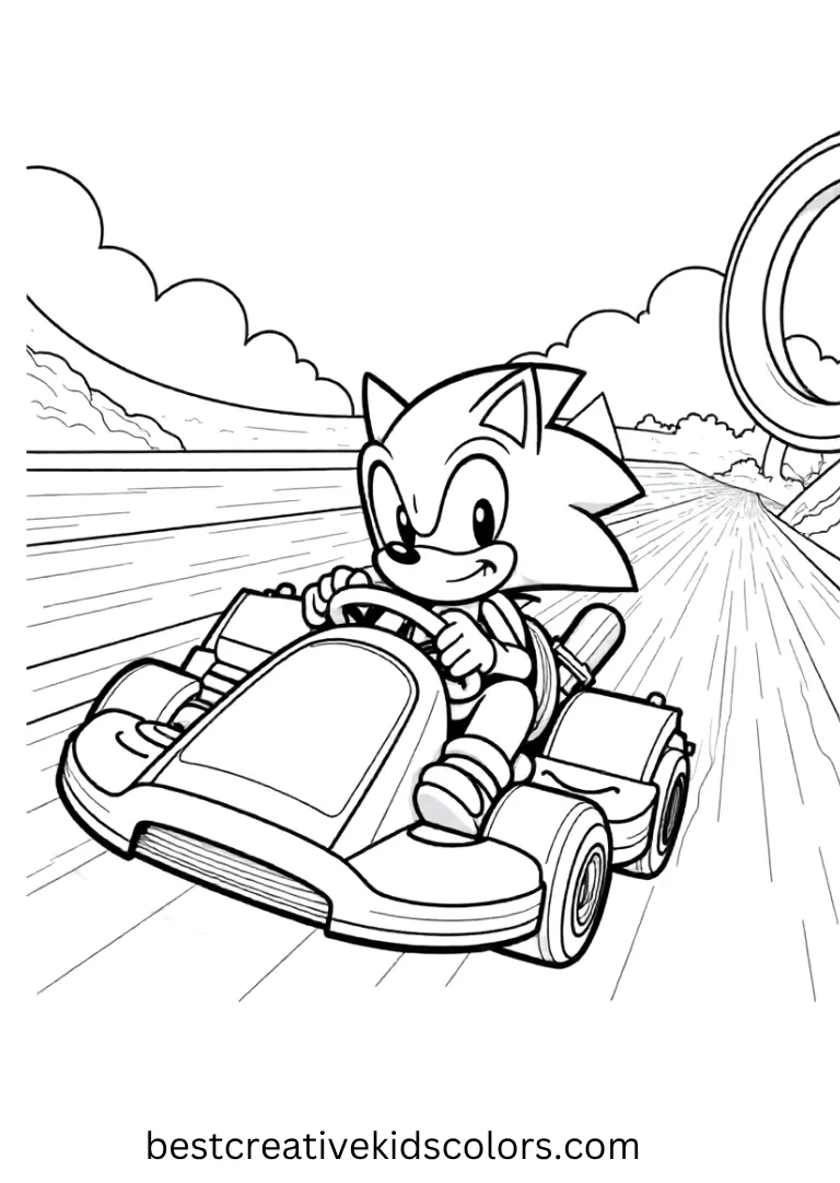 Sonic and Mario speed through bright tracks, collecting rings and racing past obstacles.