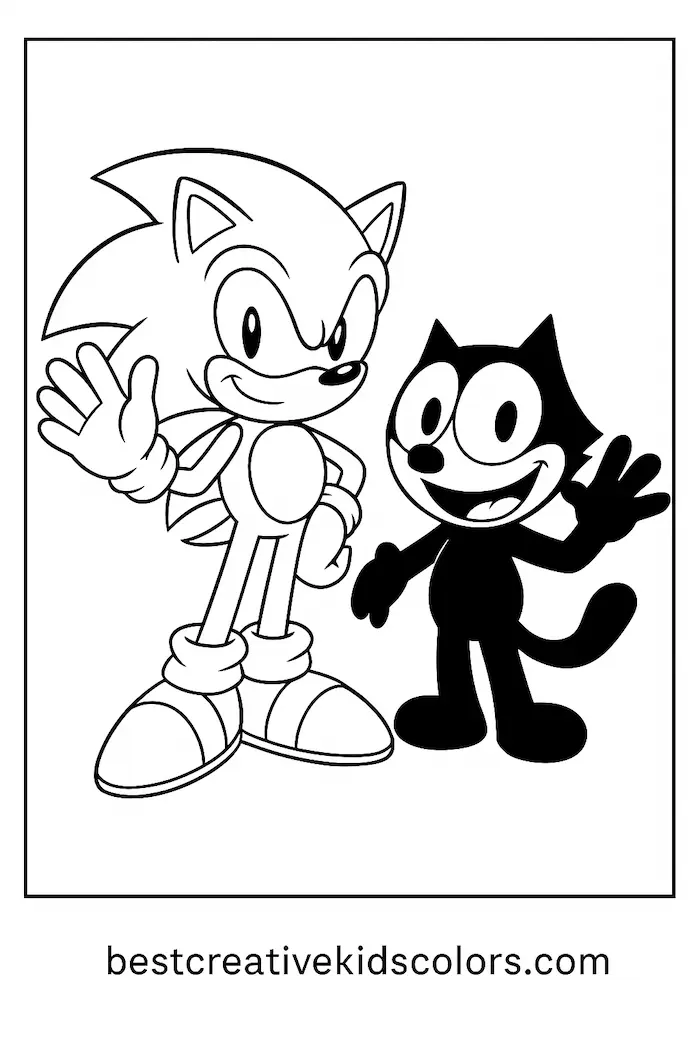 Sonic and Mickey Coloring Page for Kids