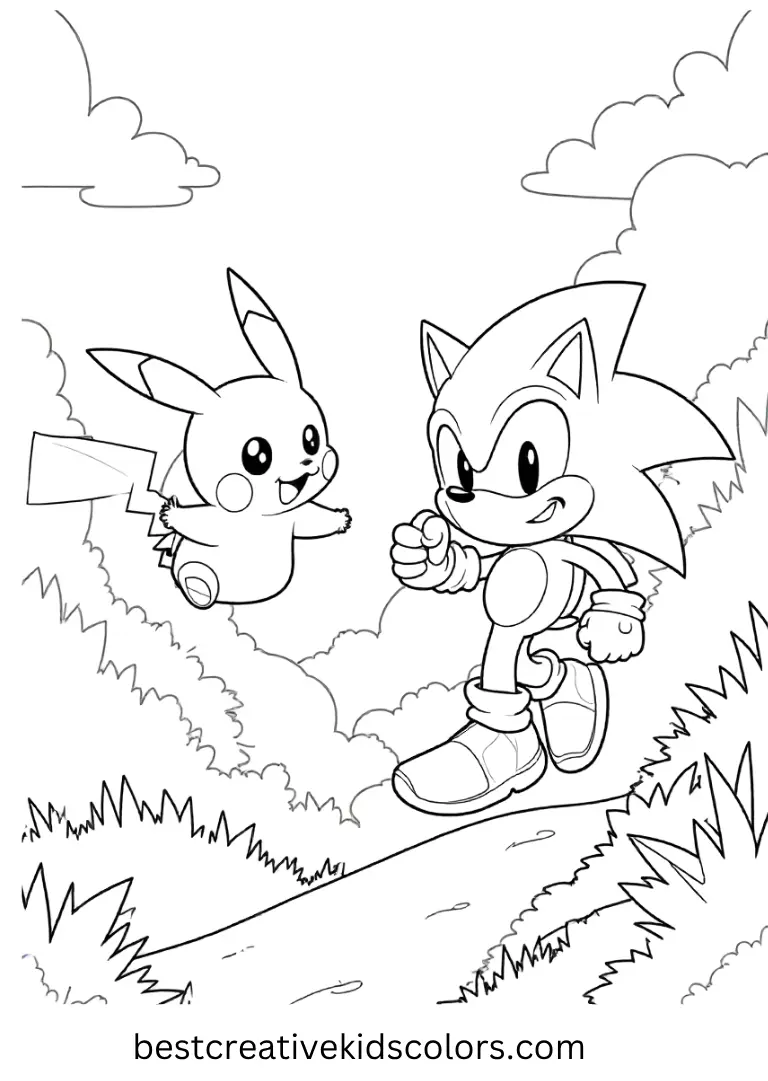 Sonic and Pikachu zip across landscapes, collecting rings and sparks of fun.