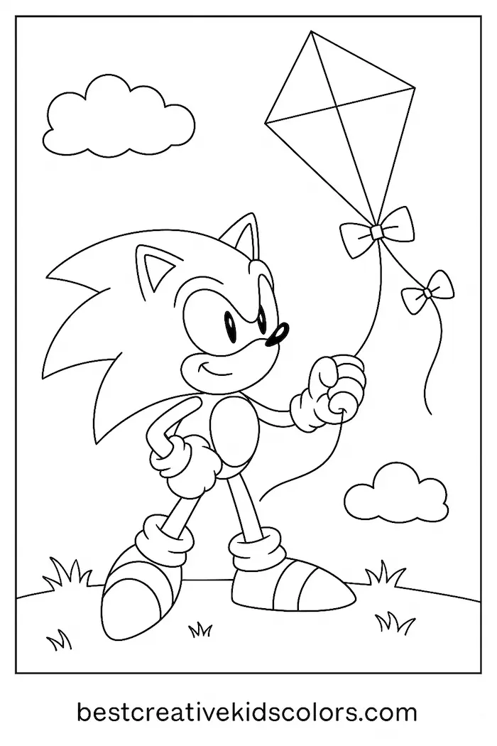 Sonic the Hedgehog Coloring Page – Kite in the Sky