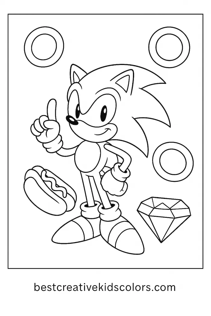 Sonic the Hedgehog Outline – Rings, Chili Dog, Emerald