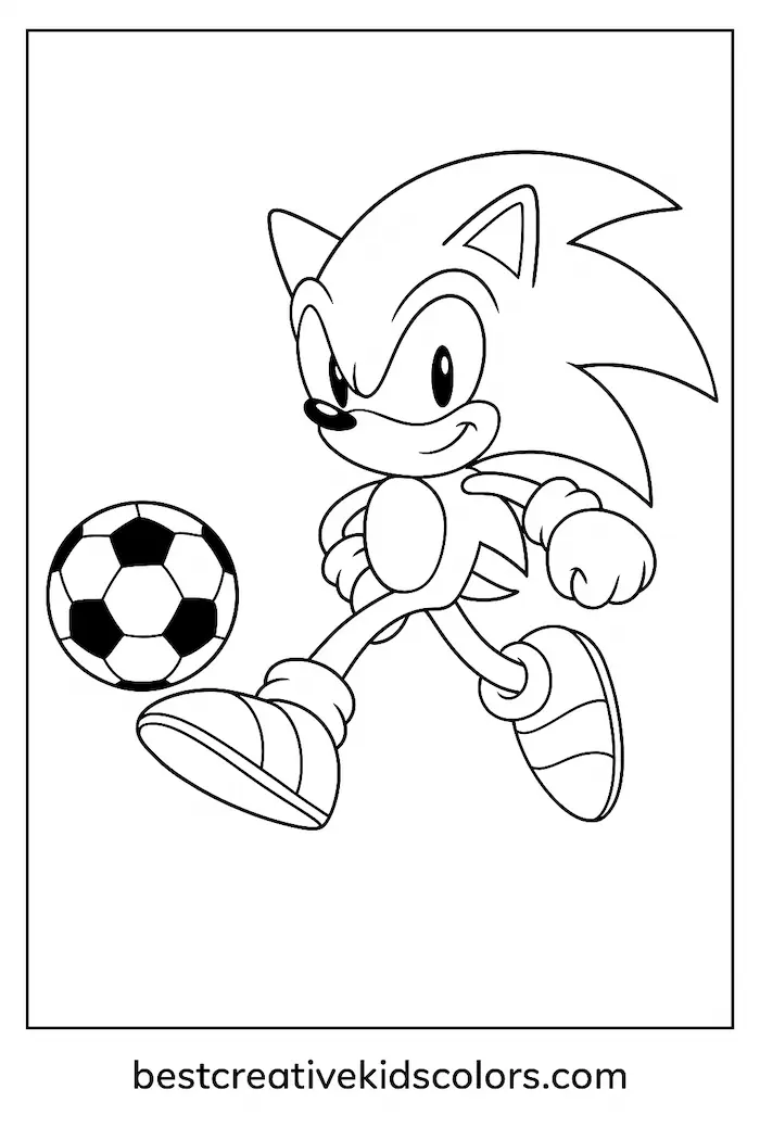 Sonic the Hedgehog soccer coloring page for kids