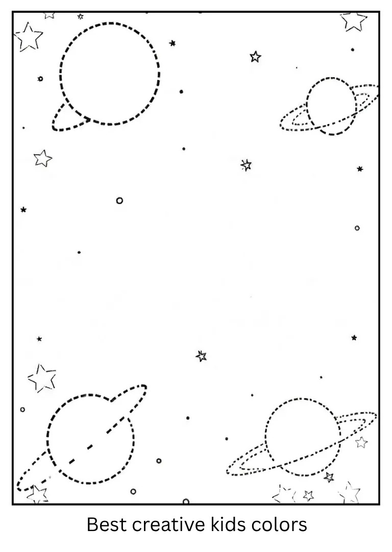 Space Scene Coloring Page with Planets and Stars