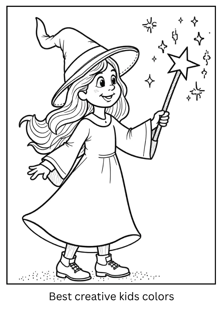 Sparkly Wand Magic Halloween Coloring Sheet