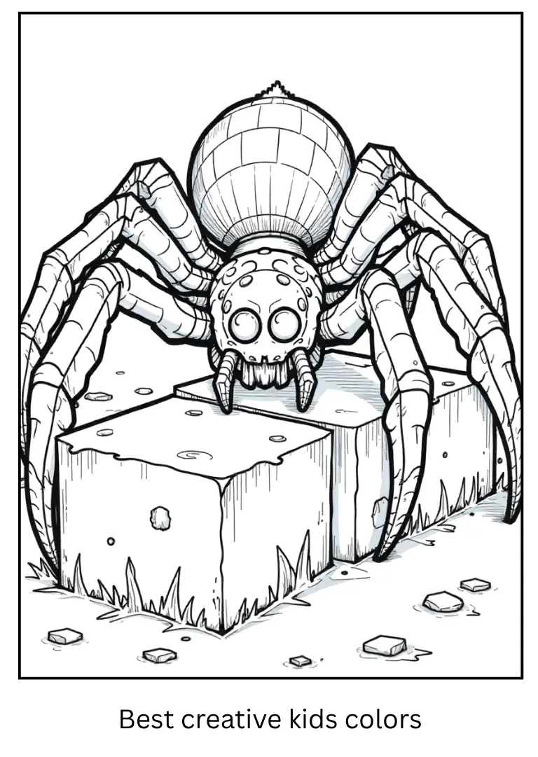 Spider Crawling – Minecraft Coloring Sheet