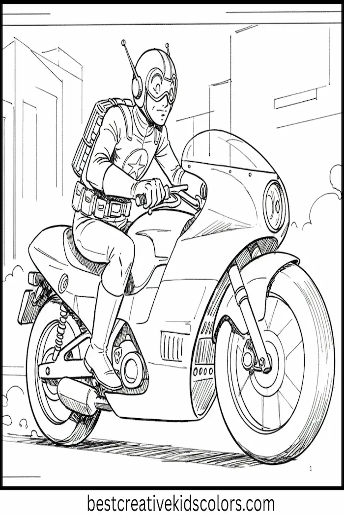 Spider-Man Motorcycle Coloring Activity Page