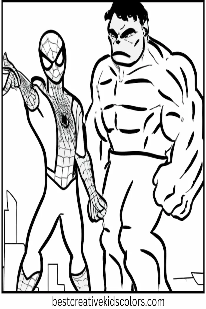Spider-Man and Hulk Coloring Printable