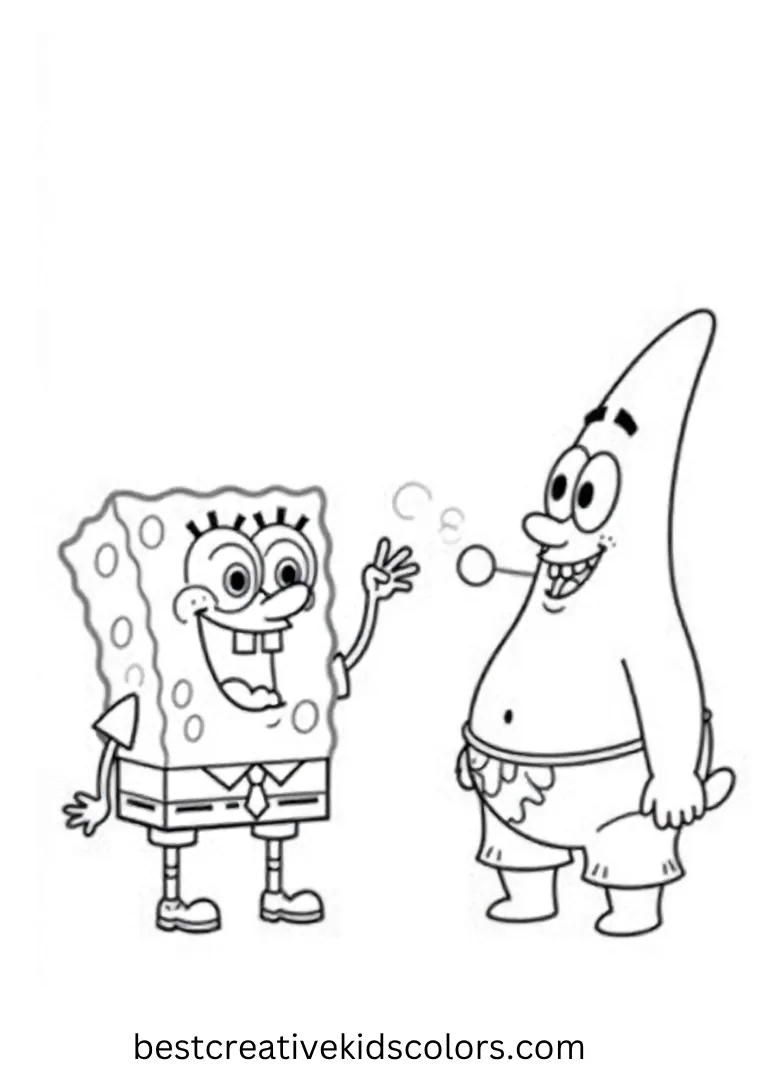 SpongeBob and Patrick compete to blow the biggest bubble in this lighthearted scene.