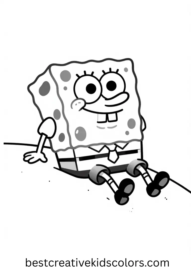 SpongeBob slides down a gentle sand dune underwater in Spongebob coloring sheets pdf download.