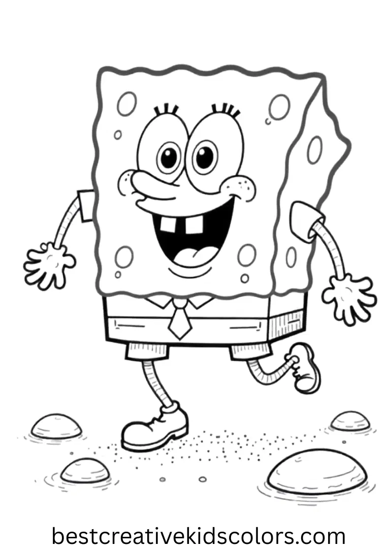 SpongeBob sketches underwater patterns in Spongebob coloring sheets pdf for adults.