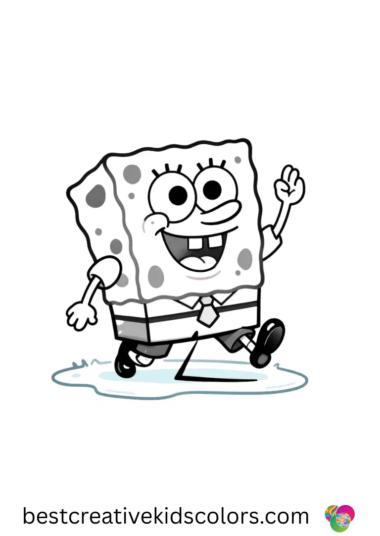 Spongebob colouring pages animals shows SpongeBob sliding with a penguin friend across candy-coated ice.