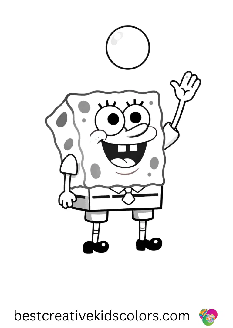 Spongebob colouring pages free printable captures SpongeBob arranging floating candy balls with care.