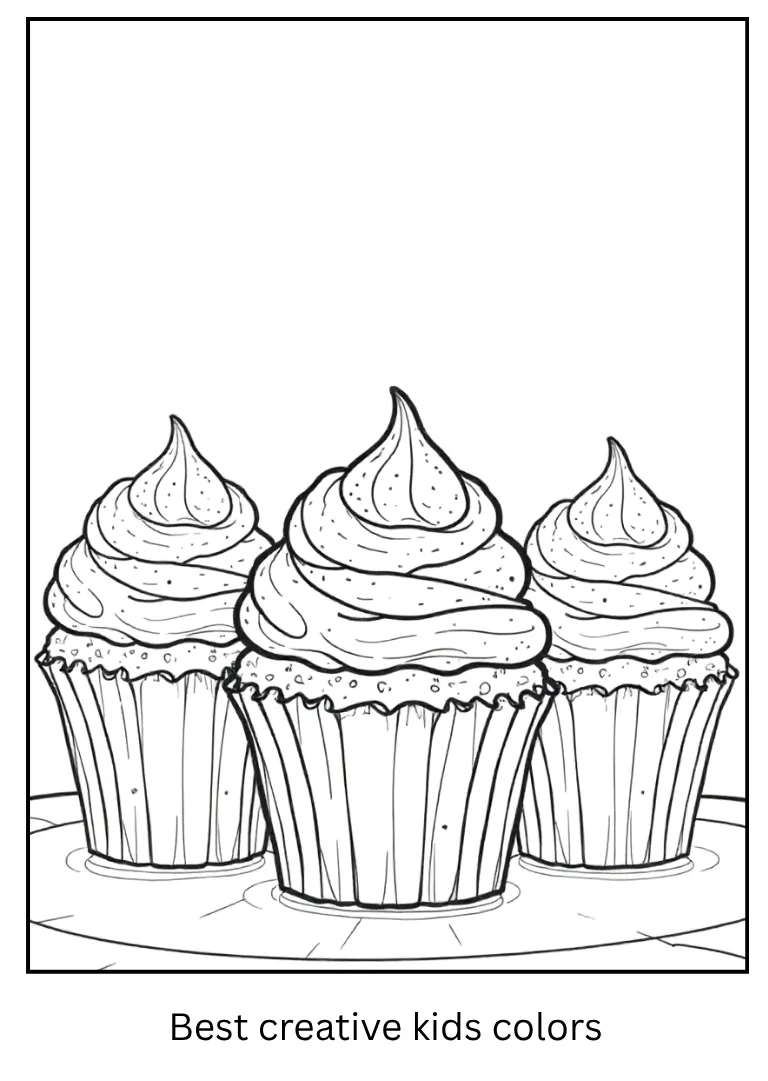 Spooky Cupcake Party Coloring Page