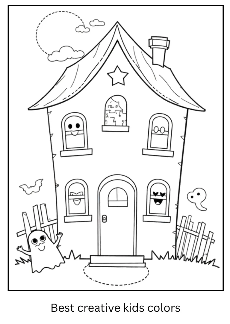 Spooky House Halloween Printable Page
