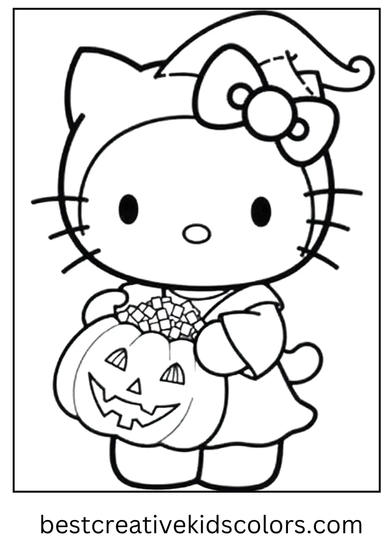 Spooky Treats Halloween Hello Kitty Coloring Page