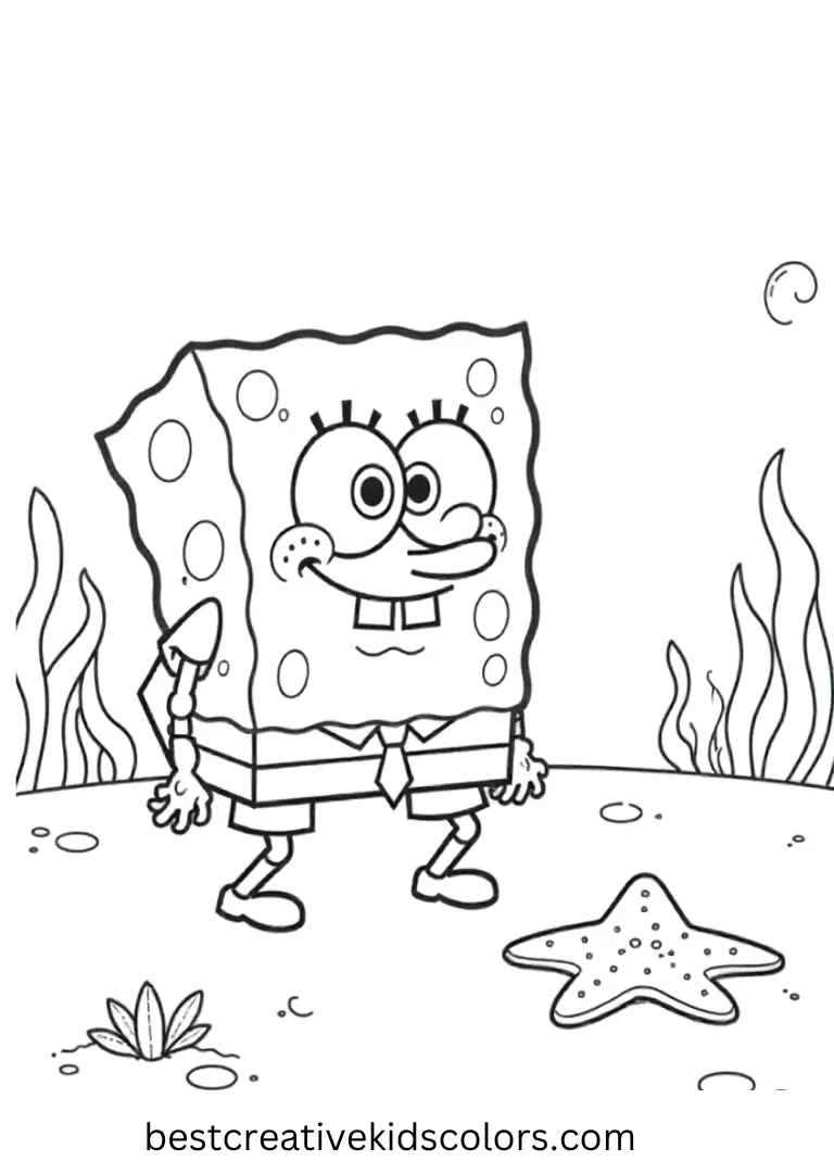 Starfish Discovery Scene – SpongeBob Coloring Pages