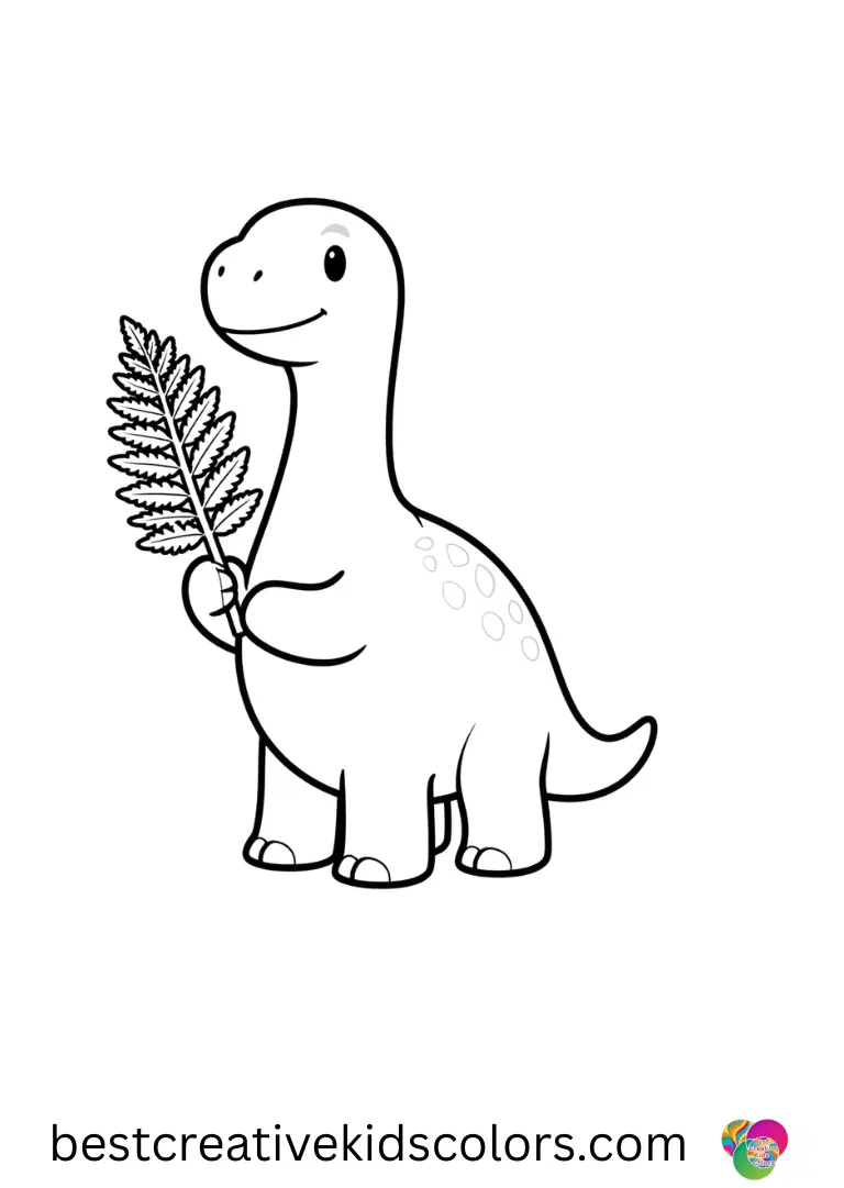 Stegosaurus dinosaur coloring page pdf free download depicts a stego lifting a fern gently with its snout.
