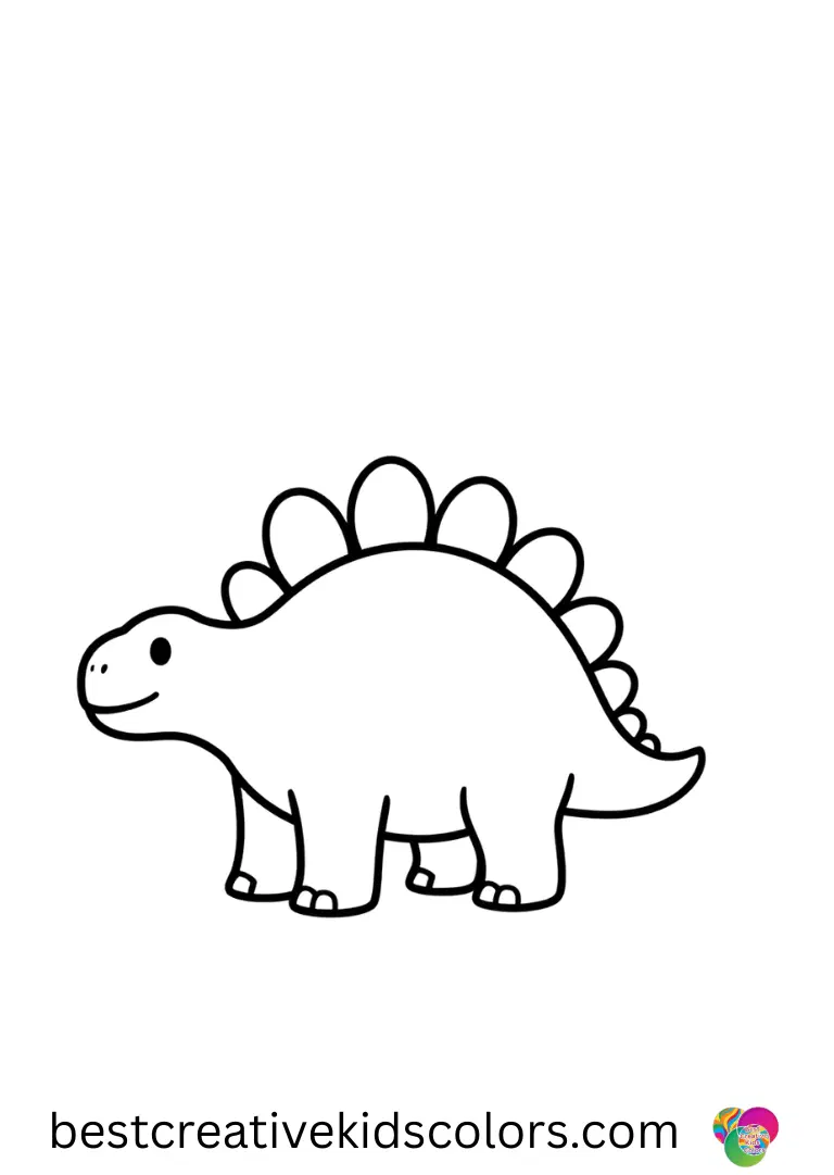 Stegosaurus printable template shows a young stego tracing circles in dust with its tail.