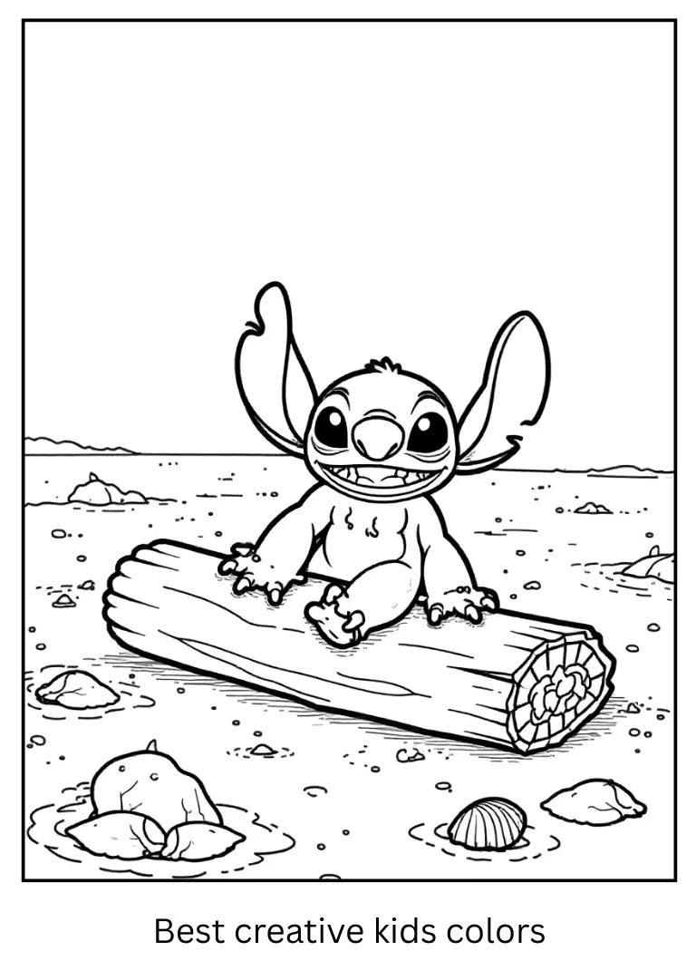 Stitch Building a Driftwood Fort