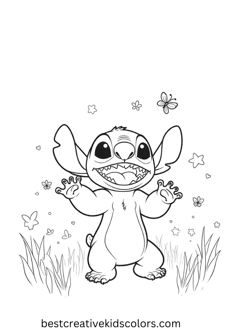 Stitch Chasing Fireflies at Dusk