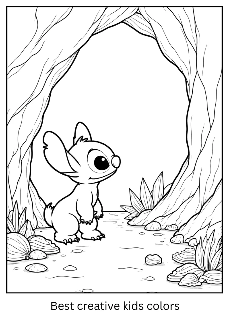 Stitch Discovering a Hidden Cave