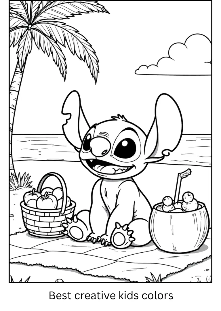 Stitch Enjoying a Tropical Picnic