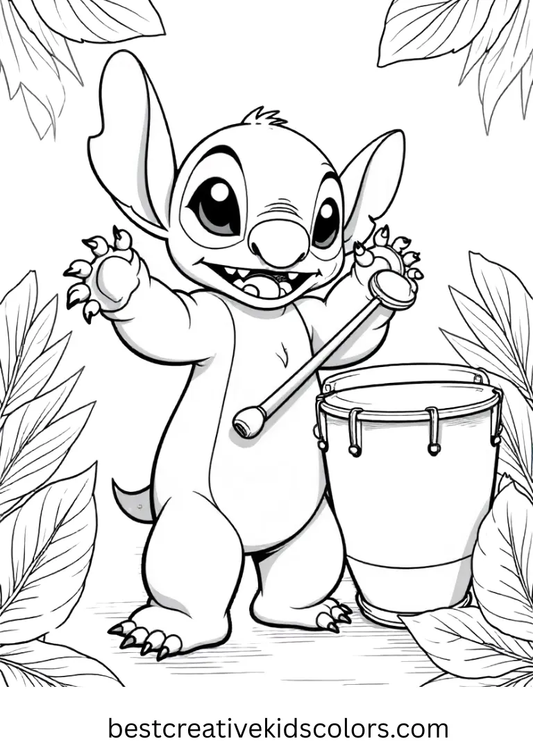 Stitch Performing a Tropical Band Printable