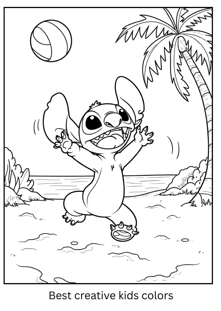 Stitch Playing Beach Volleyball