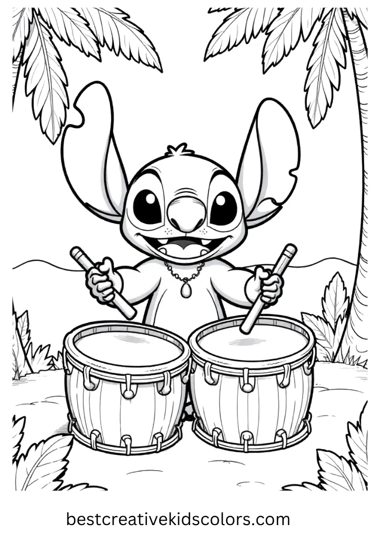 Stitch Playing Island Drums