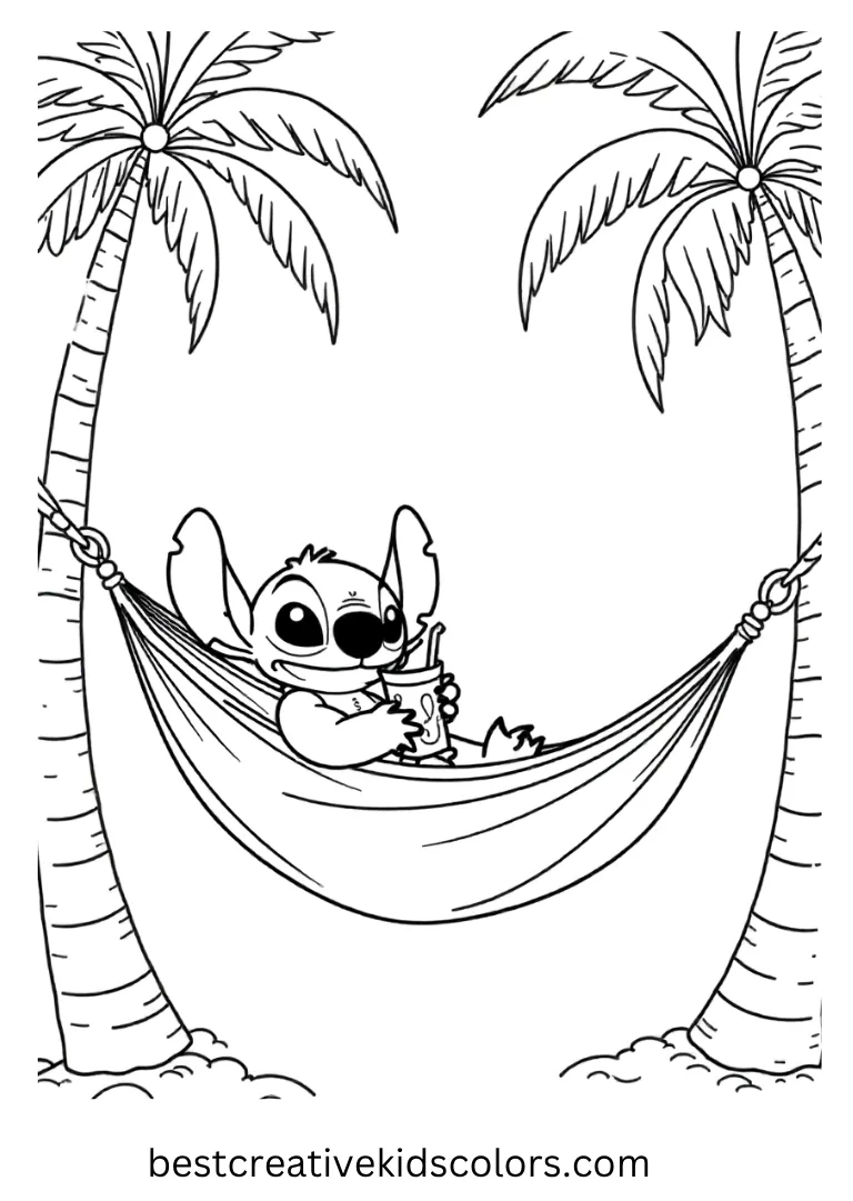 Stitch Relaxing in a Hammock