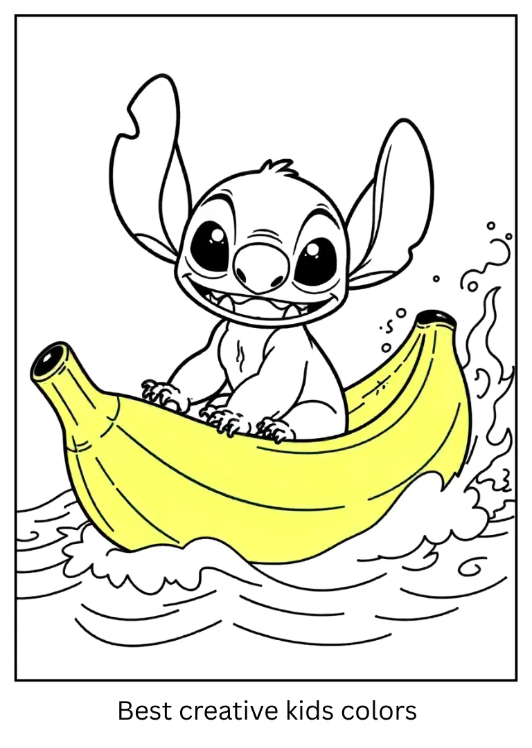 Stitch Riding a Banana Boat