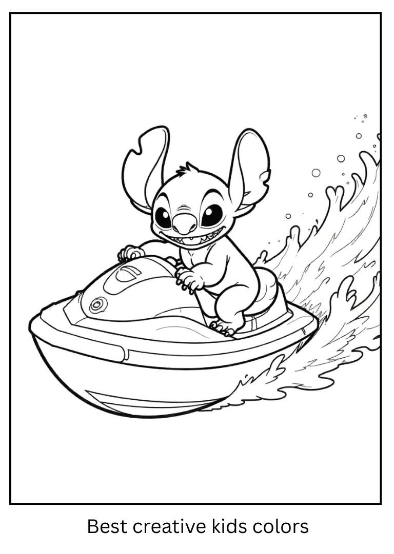 Stitch Riding a Mini Jet Ski