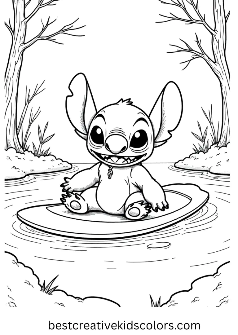 Stitch Sliding on Ice Printable