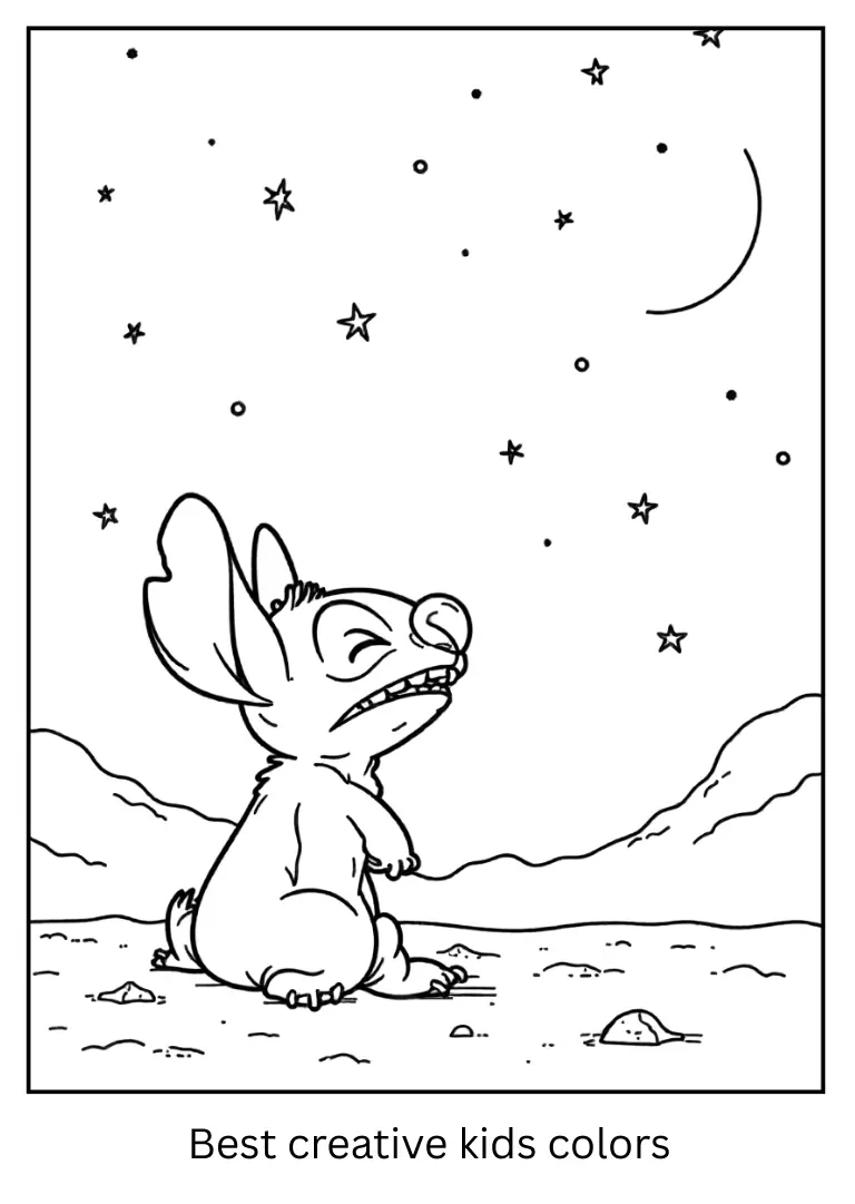Stitch Stargazing at Night