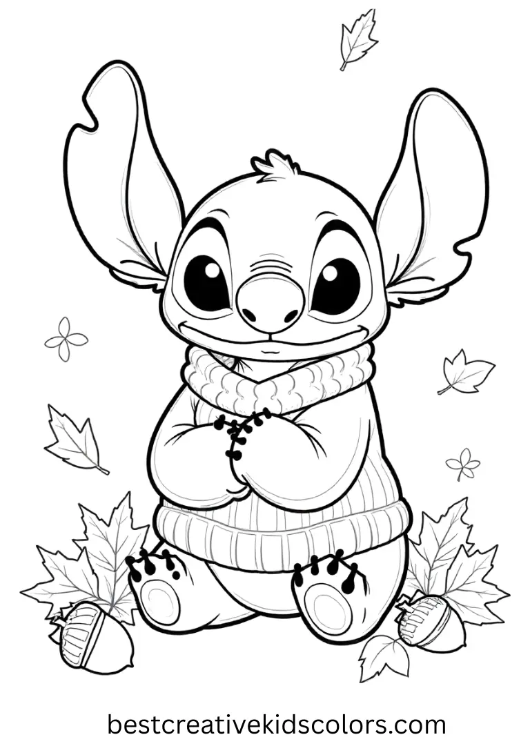 Stitch Wearing a Cozy Sweater Printable