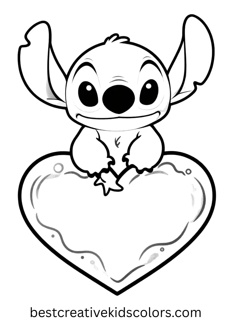 Stitch and Angel Drawing Easy shows them creating heart-shaped sand art.